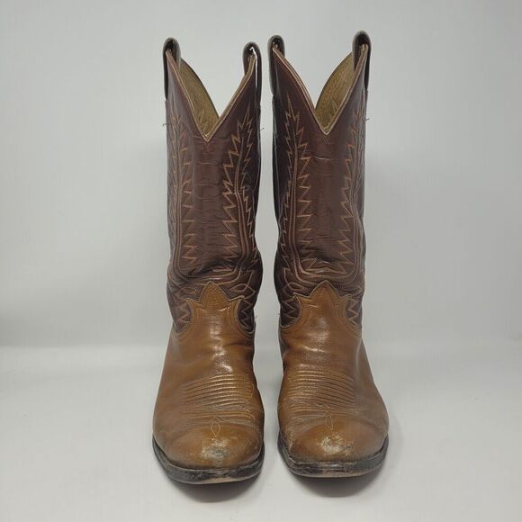 Vintage Tony Lama Boots Mens 8.5 Brown Leather Western Cowboy Rodeo - Picture 3 of 13